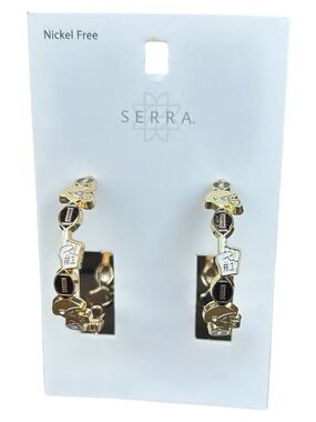 Game Day Football Hoop Earrings Sports Fan Jewelry